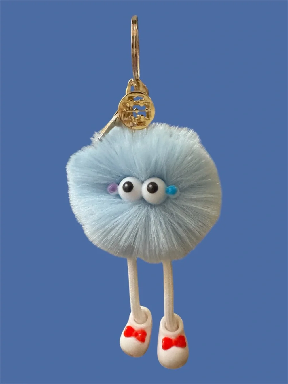 Tory Burch Keychain Bag Charm Azul Pom LuxeLoom Pom Pom